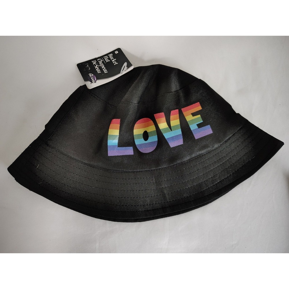 Fun World Black Rainbow LOVE Bucket Hat - LGBTQ+ Pride - NEW NWT